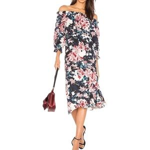 SALONI Grace Print Silk Off The Shoulder Tigerlily Dress 6